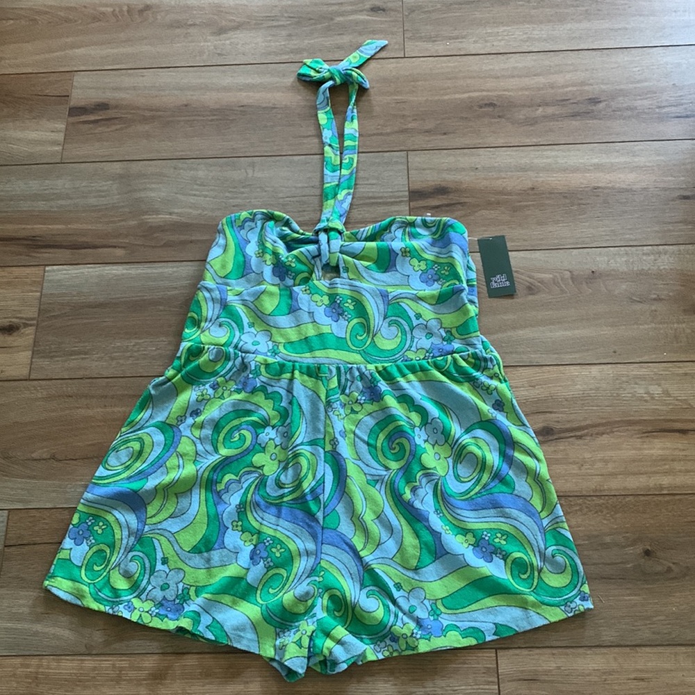 Wild fable jr sz L terry cloth 70’s look romper nwt halter style